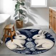 thumbnail image 5 of Easter Rabbits Small Round Rug 3Ft Country Blue Bunny Easter Egg Flowers Leaf Plant Blue Area Rugs Washable Non Slip Indoor Floor Mats Circle Carpet for Living Room Bedroom Dining Room Home Decor, 5 of 9