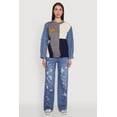 thumbnail image 3 of Womens Daisy Color Blocked Denim Sleeve Sweater, 3 of 5