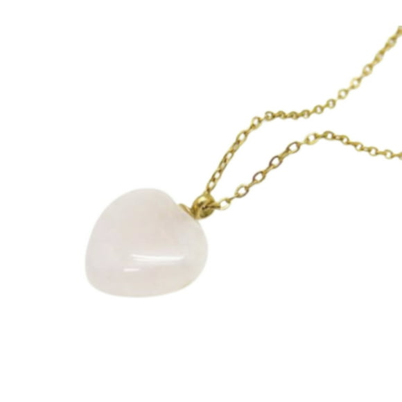 Collar de Corazón en Chapa Oro 18K, Cuarzo Rosa, Aventurina, Agata, Obsidiana. Gemoterapia, Energiza Chakras, Curación Reiki, Feng Shui - Jade Blanco MADIOLA Chapa Oro