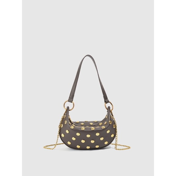 Sunyuer Studded Purse Trendy Studded Handbag Hobo Crescent Bags Y2K Shoulder Bag Suede Purses for Women