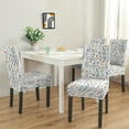 thumbnail image 2 of Bright Tropical Flower and Leaves Wildflower Botanical Dining Chair Covers Set of 4 Washable Polyester Stretch Slipcovers Removable Protector for Country Kitchen, 2 of 7