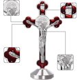 thumbnail image 3 of 2Pcs 3 Inch Alloy Enamel Saint Benedict Standing Crucifix Luminous Glow in The Dark Crucifix Wall Cross with Sticker on bottom to stick on Table Top,Car or Home Alter, 3 of 5
