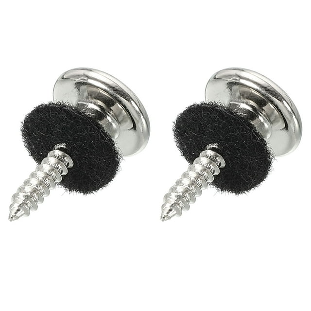 Unique Bargains Guitar Strap Button Buckle Lock Metal Small End Pins Sets Silver with Black Felt Washer for Guitar, 2 Set