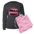 thumbnail image 5 of CafePress - Shiny Pink Pumpkin - Women's Long Sleeve Charcoal Gray Pajamas, 5 of 7