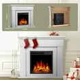 thumbnail image 3 of KISSAIR Electric Fireplace Mantel Package Wooden Surround Firebox Electric Fireplace Heater with Logs, Adjustable Led Flame, Remote Control for Room, 750W-1500W, Pearlwhite, 3 of 7