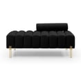 thumbnail image 3 of 53.2"Width Modern End of Bed Bench Sherpa Fabric Upholstered 2 Seater Sofa Couch Entryway Ottoman Bench Fuzzy Sofa Stool Footrest Window Bench with Gold Metal Legs for Bedroom Living Room (Black), 3 of 8