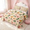thumbnail image 3 of Erosebridal Retro Floral Twin Quilt Set, Tropical Flower Twin Coverlet Set, Pink Reversible, Peach Sage, 2pcs (1 Bedspread and 1 Pillowcase), 3 of 7