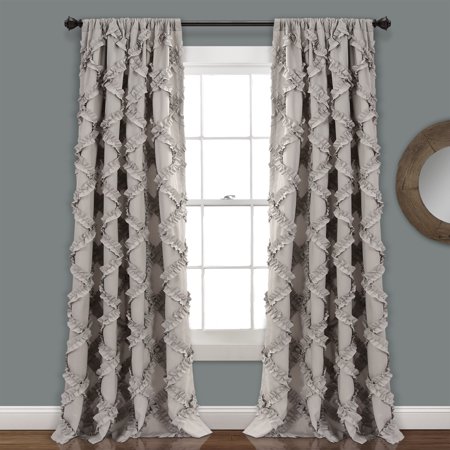 Ruffle Diamond Window Curtain Panels Gray 54x95 Set Walmart Com