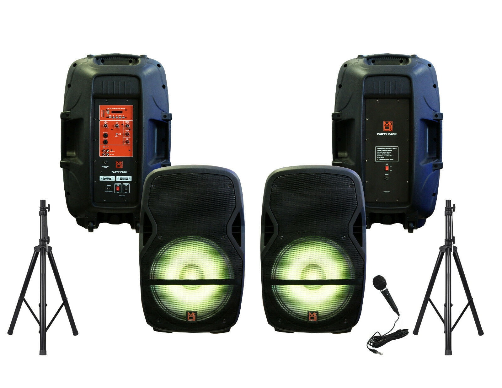 Best Cheap Powered Dj Speakers Mr Dj 15" Powered DJ PA Speaker System Mixer+Stands Bluetooth/USB/SD