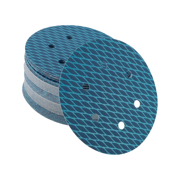 50 Piezas de Discos de Lijado de 6 Pulgadas con 6 Agujeros, Papel de Lija de 180 Granos con Gancho y Asa, Universal para Reparación Automotriz, Azul