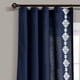 thumbnail image 2 of Lush Decor Panel de Cortina para Ventana con Borde Bordado Estilo Lino Geométrico Moderno de Lujo Azul Marino, Individual, 52 X 84, 2 of 11
