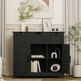 thumbnail image 4 of Storage Cabinet with Drawers and Shelves, Wooden Floor Cabinet, Accent Cabinet for Living Room Bedroom Bathroom, Black, 4 of 7