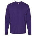 thumbnail image 5 of Hanes Essential-T Men's Long Sleeve T-Shirt | Soft Crew Neck 100 Cotton Tee, Athletic Purple, M, 5 oz, 5 of 5