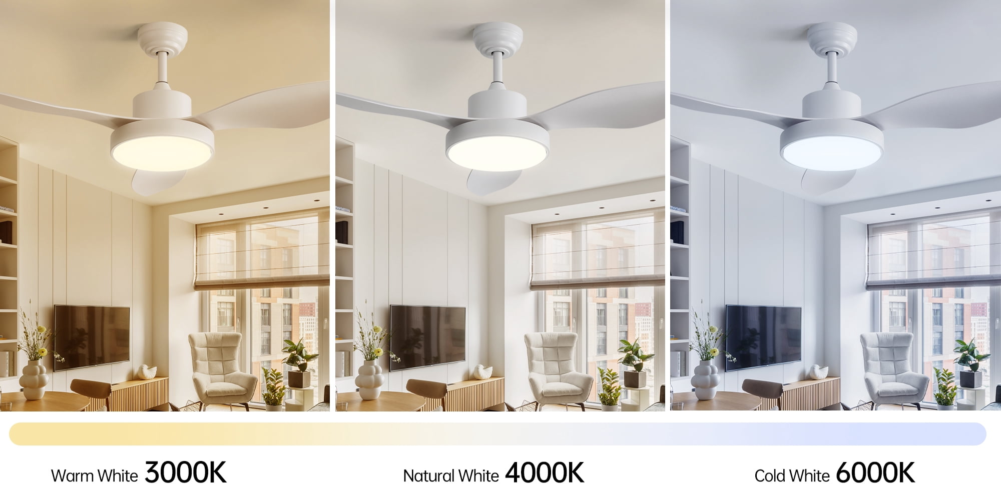 Sofucor 47-Inch Modern Ceiling Fan with LED Dimmable Lights, Remote, Reversible, 3CCT, Quiet 6 Speeds