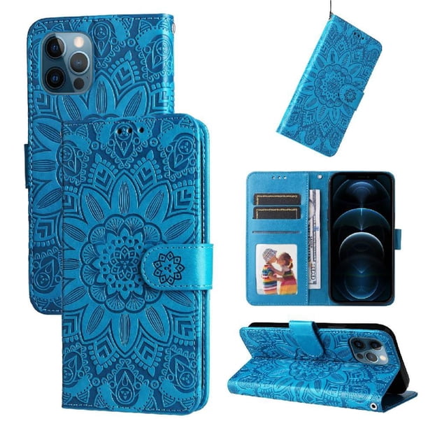 Funda tipo cartera GANGXUN para iPhone 12 , diseño girasol, cuero PU, soporte, cierre magnético, tarjetero