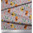 thumbnail image 2 of Soimoi Rayon Crepe Fabric Floral,Musical Instruments & Animals Cartoon Print Fabric by The Yard 46 Inch Wide, 2 of 3