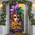 thumbnail image 5 of Gold Mask Mardi Gras Banner Purple Green Feathers Carnival Display Decor Ornate Pattern Masquerade Backdrop for Mardi Gras Party Carnival Celebration Masquerade Ball, 5 of 9