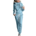 thumbnail image 2 of SEMPAI Casual Long Hooded Fashion Solid Pants Women Sleeve Sport Tops+Long Set Women Suits & Sets, 2 of 5