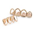 thumbnail image 4 of 18k Plateado Hueco Cara Abierta Superior Inferior Colmillo Boca Dientes Cosplay Oro Rosa Sunnimix Tapas de dientes bucales, 4 of 5
