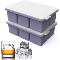 Large Square Ice Cube Tray with lid, Big Block 2 Inch, Giant Cocktail Silicone Ice Maker, Scotch Whiskey Easy Release Reusable Ice Cubes for Soup Freezer Wine Juice