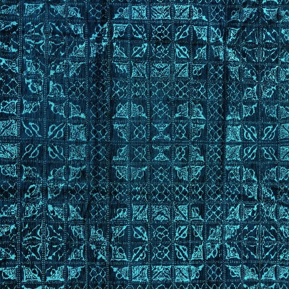 Ahgly Company Machine Washable Indoor Square Persian Turquoise Blue Bohemian Area Rugs, 6' Square