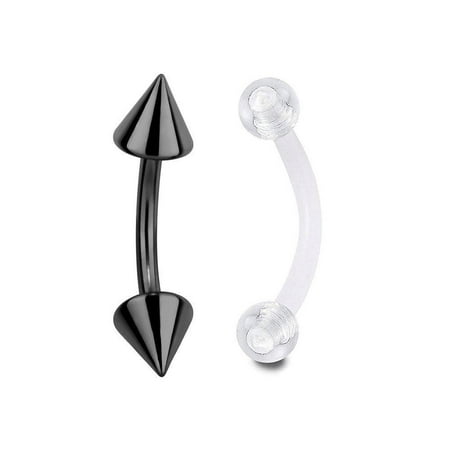 - Spike Curved Barbell Eyebrow Ring Black 16g 5/16