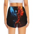 thumbnail image 4 of Uemuo Red And Blue Fire Bird Pattern Women's Athletic Shorts High Waisted Running Shorts with Liner Pockets Gym Elastic Workout Shorts-Large, 4 of 9