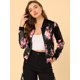thumbnail image 3 of Dde San Patricio ChaqueDe Bombardero Floral LigeCon CremalleY Cuello Alto PaMujer Negro roM, 3 of 6