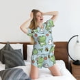 thumbnail image 5 of Fotbe Cute Floral Frog Print Pajama Set for Women 2 Piece Loungewear Short Sleeve Tops and Shorts Set Soft Sleepwear-Small, 5 of 7