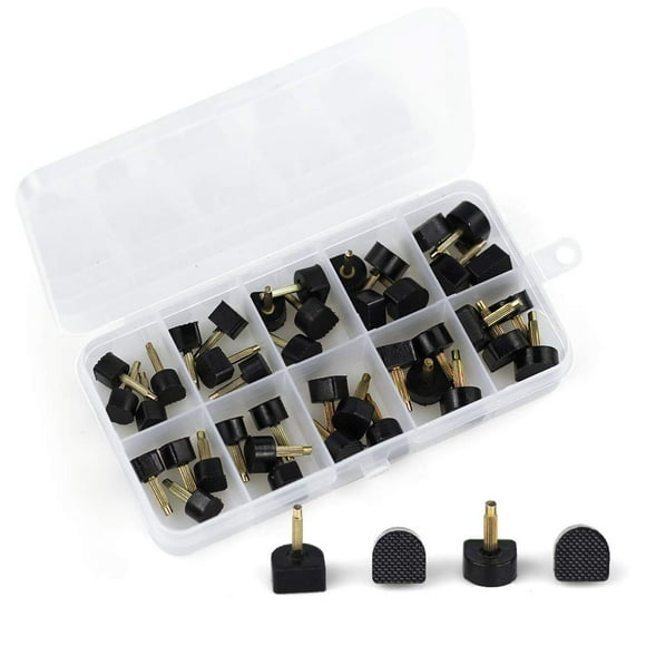 kit de Remplacement de Pointes de Talons Hauts, Capuchons de Robinets Noirs Réparation de Remplacement, Goujons en Forme de U 20 Paires Épingle à Ongles 2.4mm 3.0mm avec Taille 8*8mm 9*9mm 10*10mm 11*11mm 12*12mm