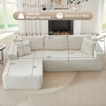 thumbnail image 3 of GNIXUU 103” W Corduroy Boneless Couch, L-Shaped Sectional Sofa with Left Facing Chaise, Comfy Memory Foam Cloud Compression Couches for Living Room Home Office, No Assembly,Beige, 3 of 7