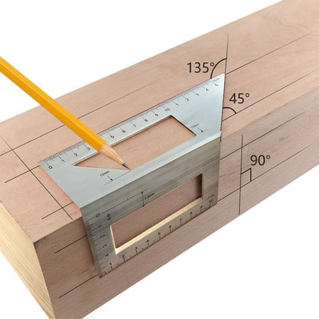 

ONHUON 2021 Aluminum Woodworking Scriber T Ruler Multifunction 45/90 Degree Angle Ruler