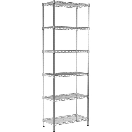 

6-Shelf Wire Shelving Unit Adjustable Metal Shelves Standing Shelf 21.25 W X 11.41D X 69 H (Silver)