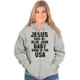 thumbnail image 3 of Jesus Save Me Baby Born in the USA Unisex Fleece Graphic Zip Up Hoodie Brisco Brands 5X, 3 of 5