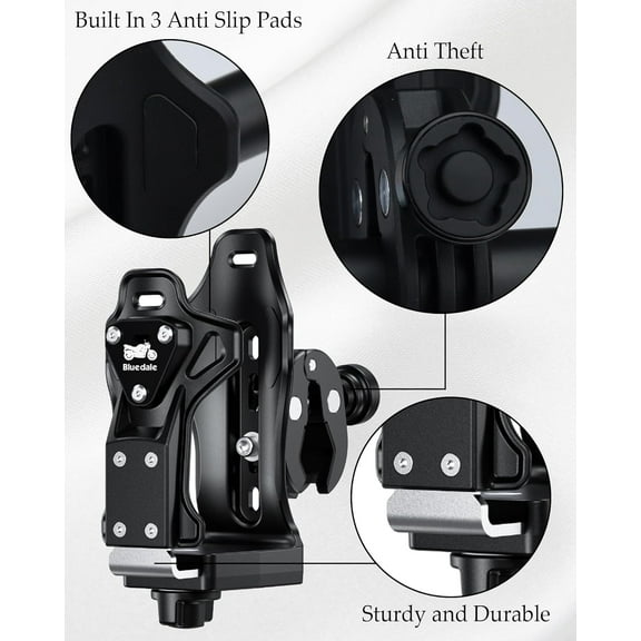 Extra Large Adjustable Motorcycle Cup Holder for 1.9-3.6" Water Bottle, Anti-Theft Bike Drink Holder for Bicycle, Scooter, Stroller, Wheelchair, Boat