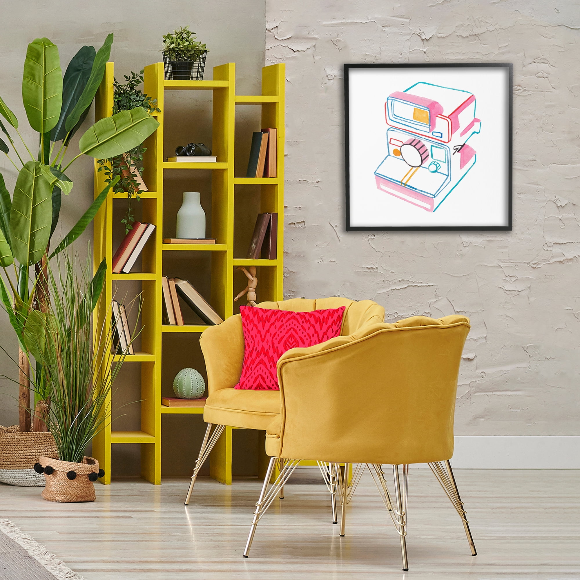 Stupell Industries Pastel Film Camera Novelty Painting Black Framed Art Print Wall Art, 24 x 24