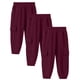 thumbnail image 1 of Pantalones deportivos largos para niños, 3 piezas, color sólido, cintura elástica con bolsillos laterales, ajustados, de poliéster, 1 of 5