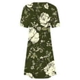 thumbnail image 5 of Yghzkop Women's Summer Floral Print Short Sleeve Dress Round Neck Casual Sundress Loose Fit Breathable T Shirt Dress Everyday Midi Dress, 5 of 5