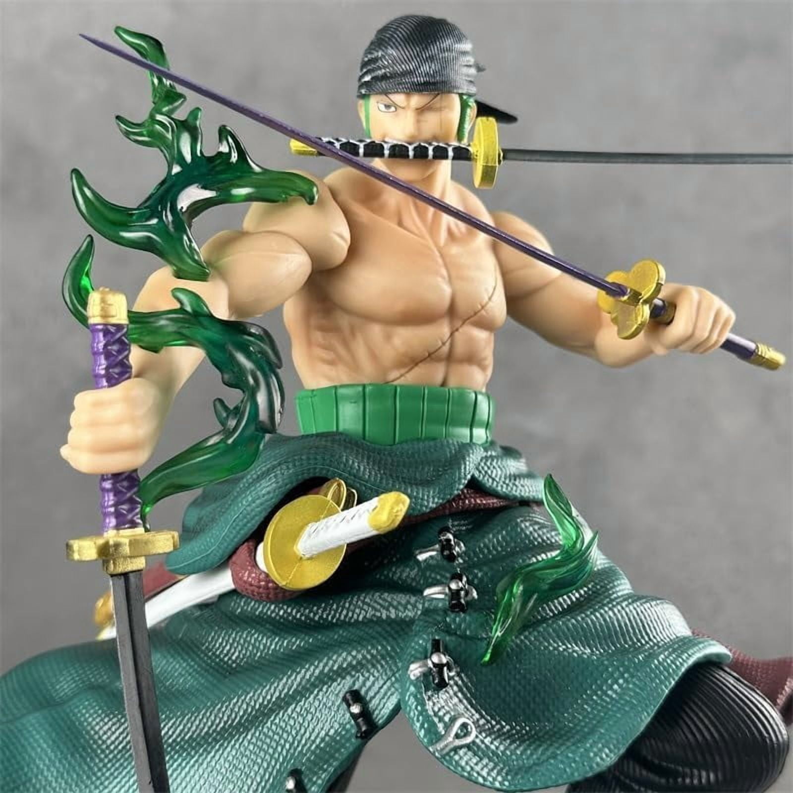 Zoro Figure Fighting Cross Dressing Roronoa Zoro Action Figures 32cm/12.6inch PVC Character Figurine Cosplay Model Collectible for Anime Fans Gift
