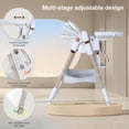 thumbnail image 5 of Baby High Chair for Babies and Toddlers, Foldable Feeding Chair with Wheels, Adjustable Seat Height, Backrest, Footrest, Removable Tray, PU Cushion, 5-Point Harness, White, 5 of 7