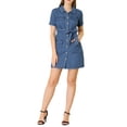 thumbnail image 5 of Allegra K Women's Denim Dress Belted Full Placket Jean Dresses, 5 of 6
