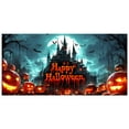 thumbnail image 1 of Halloween Fabric Banner Pumpkin Bat Moon Pattern Polyester Material Lightweight Washable Fade Resistant Easy to Hang for Halloween Party Decoration Photography Background, 1 of 3