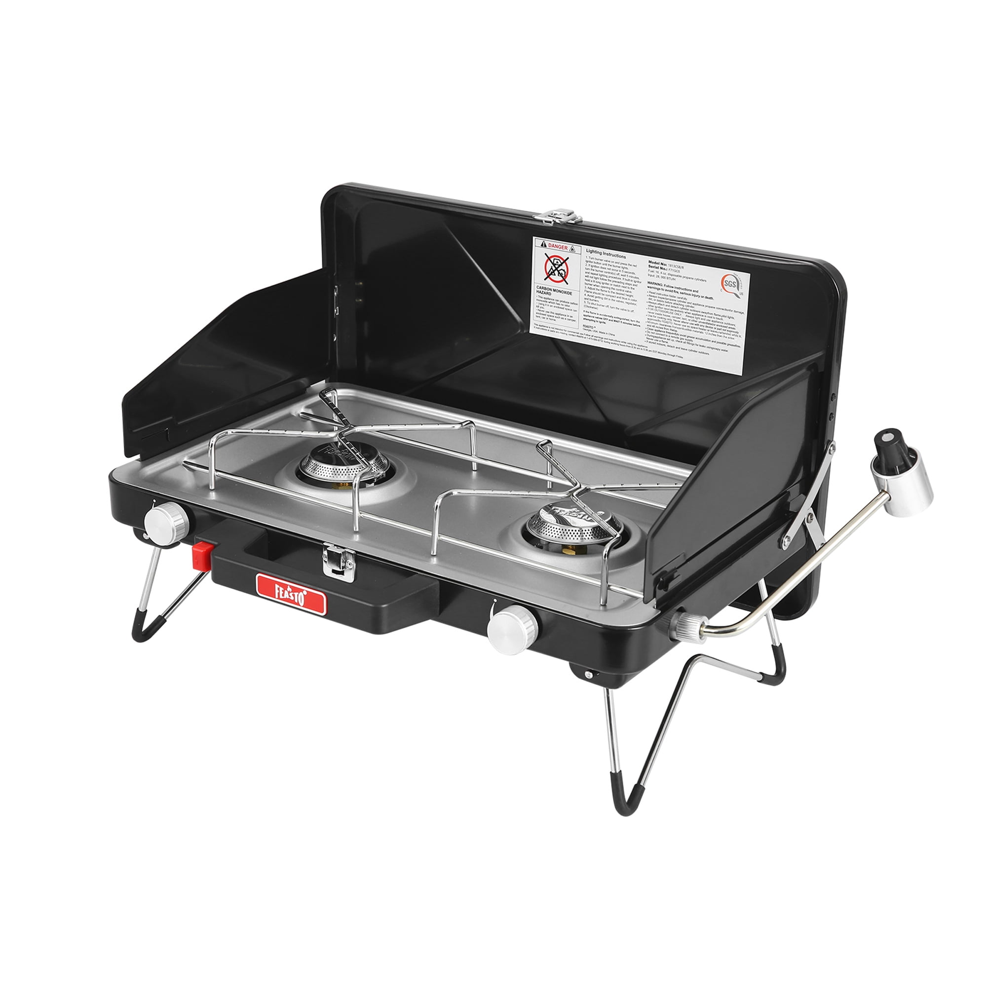 FEASTO Propane Camping Stove, Portable Camping Grill Stove，28,000 BTU Camp Stove
