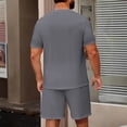 thumbnail image 4 of Domuza Mens Summer 15 Piece O-Neck Short Sleeve Tee Shirts And Fit Sport Shorts Set Gray 3XL, 4 of 4