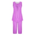 thumbnail image 3 of Njoeus Plus Size Pajamas, Girls' Sleepwear Fashion Women Round Neck Striped Sleeveless Tank Tops Capris Elastic Waist Pajama Sets Sleepwear for Women Pajama Set Clearance Purple XL, 3 of 5