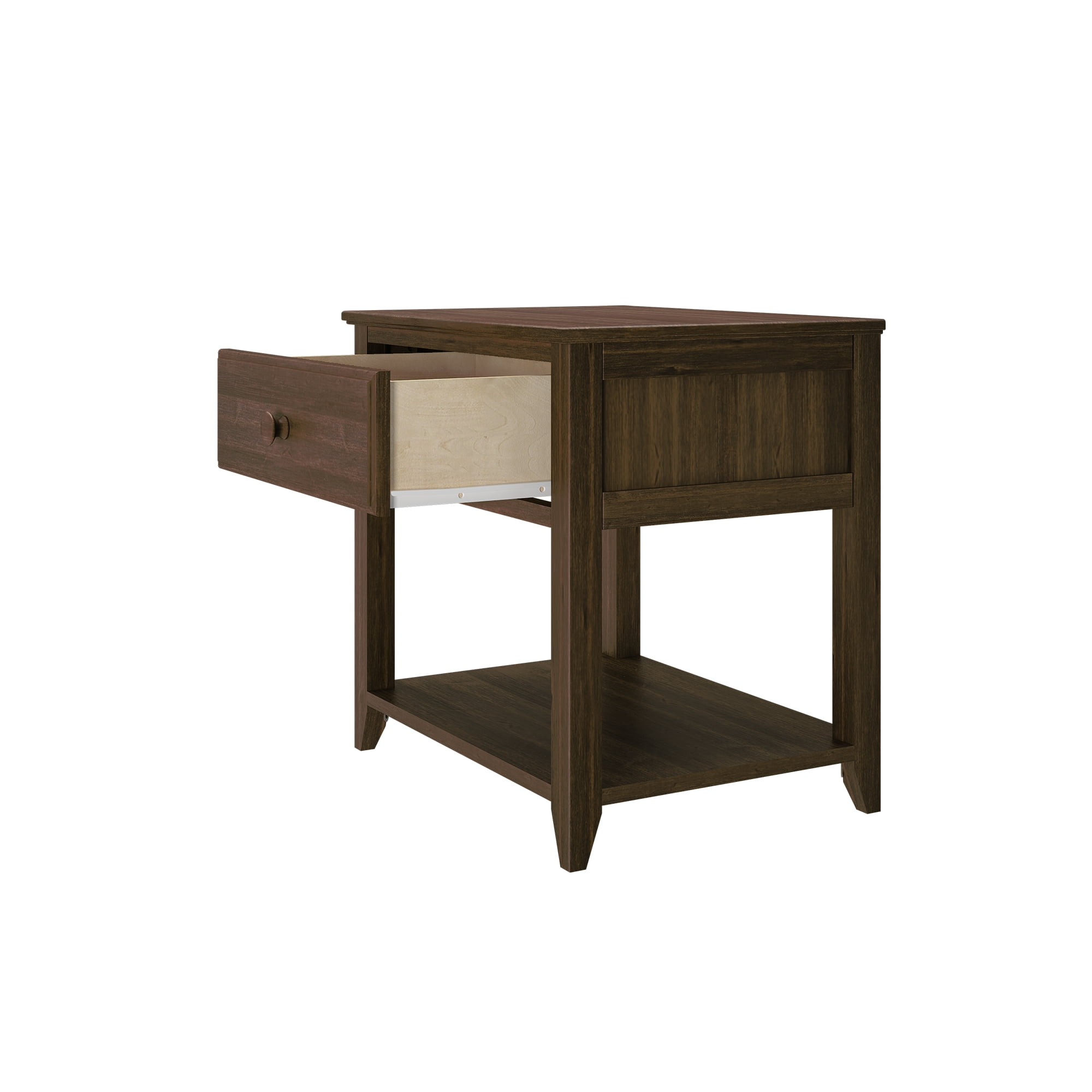 Max & Lily Nightstand with Storage Drawer, Small Solid Wood Bedside, Side Tables for Bedroom