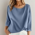 thumbnail image 2 of Womens Summer Tops, Tops for Women Trendy, Trendy Women's Casual 3/4 Sleeve Round Neck Top for Everyday Wear and Business Attire, 2 of 4