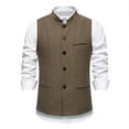 thumbnail image 2 of Bixock Casual Tops for Men,Fleece Suit Vests for Men,Tops for Men Vintage Solid Color Breasted Faux Two Piece Suit Vest With Pocket V Neck Sleeveless Tops, 2 of 6