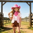 thumbnail image 2 of AUDeals Girls Western Cowgirl Costume Fringe Vest Suede Fashion Sleeveless Waistcoat Rodeo Outfit Outerwear for Halloween Party Casual Daily Wear (Pink, 18-24 Months), 2 of 7