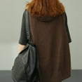 thumbnail image 4 of Lovskoo 2024 Women's Hooded Vest Jacket Spring Fall Clothes Solid Color Pocket Loose Sleeveless Cotton Coat Coffee, 4 of 9